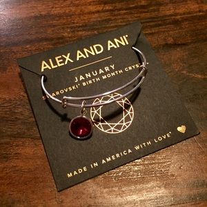Alex & Ani Silver Swarovski January Garnet Bangle